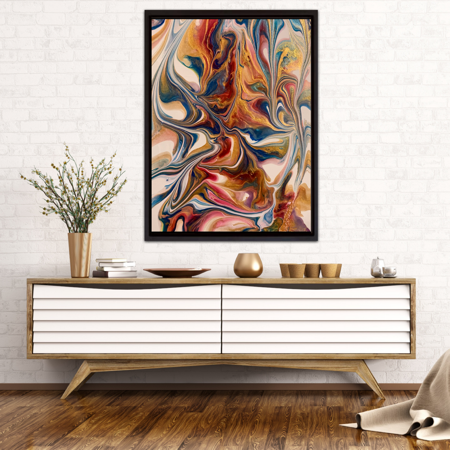 Golden Swirls - 12" x 16" Stretched Canvas